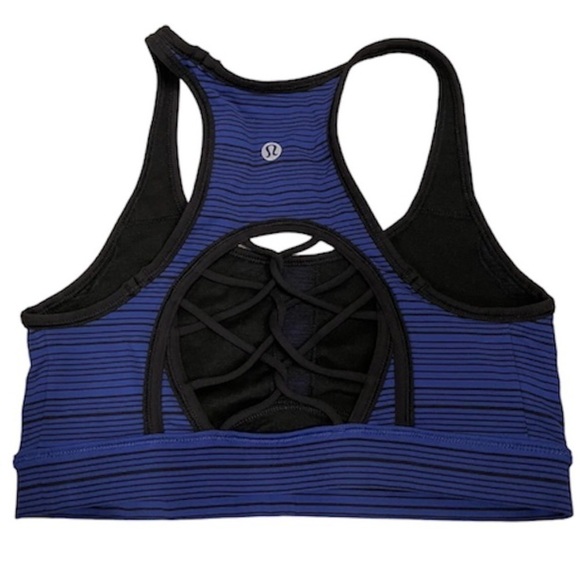 Lululemon Blue Black Stripe Racerback Sports Bra Size 6 - Picture 8 of 8